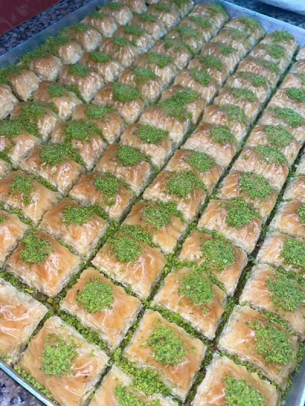 Freshly made baklava with nuts and syrup at Anatolia Turkish Kitchen in Dalry.